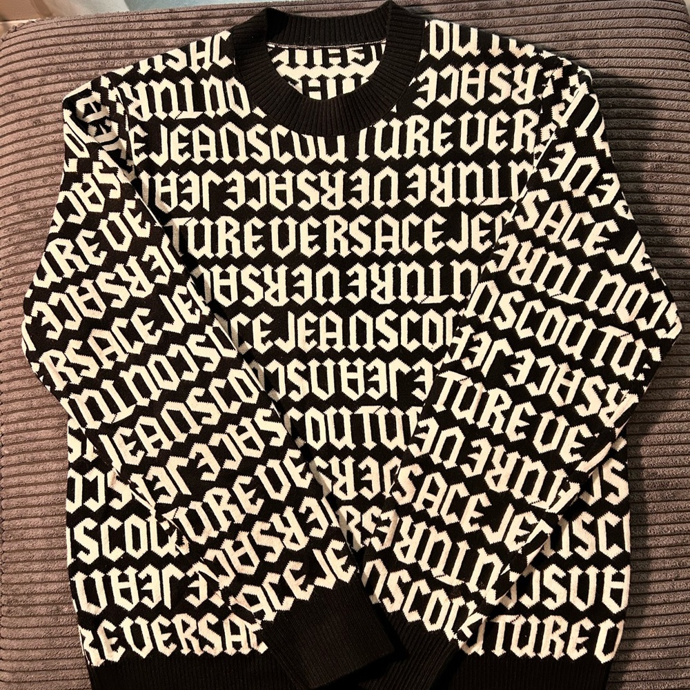 Versace Jeans Collection Black and White Crewneck Sweater